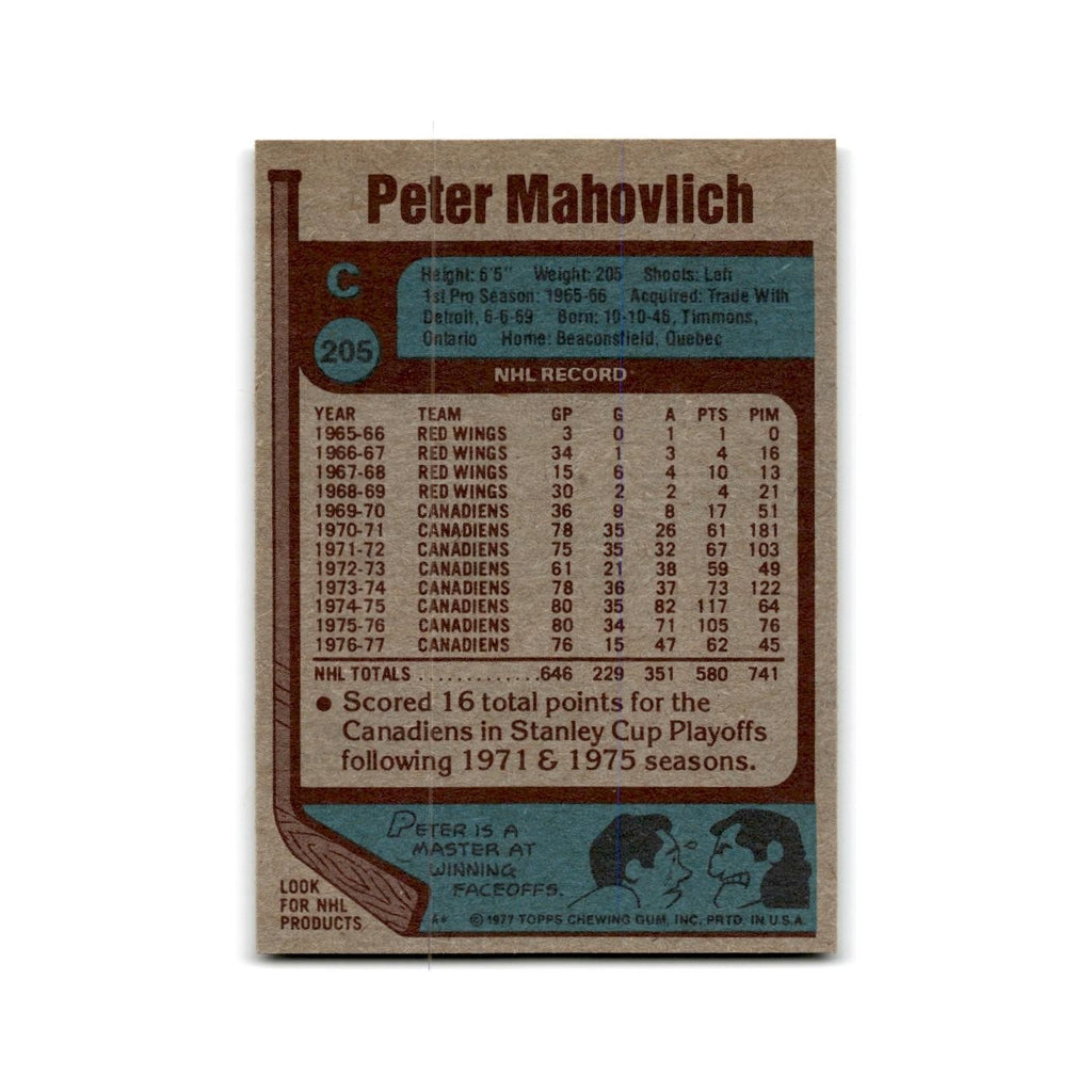 1977 Topps Pete Mahovlich Montreal Canadiens #205