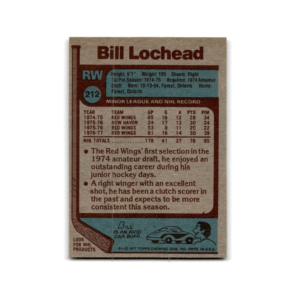 1977 Topps Bill Lochead Detroit Red Wings #212
