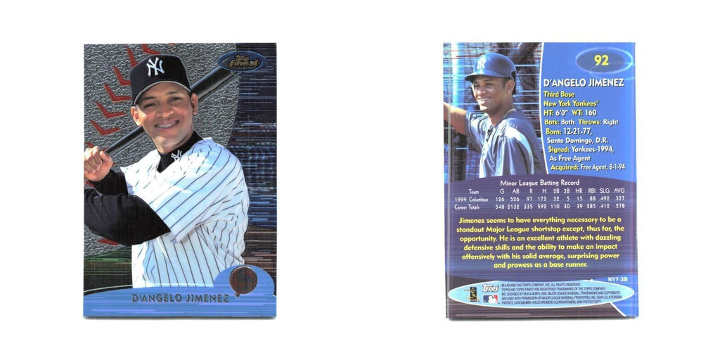 2000 Finest D'Angelo Jimenez Yankees #92