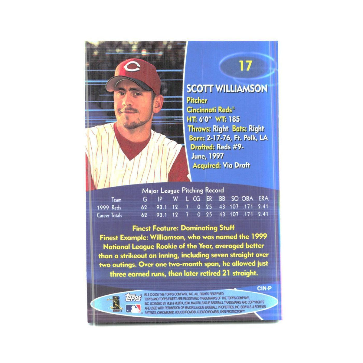 2000 Finest Scott Williamson Reds #17