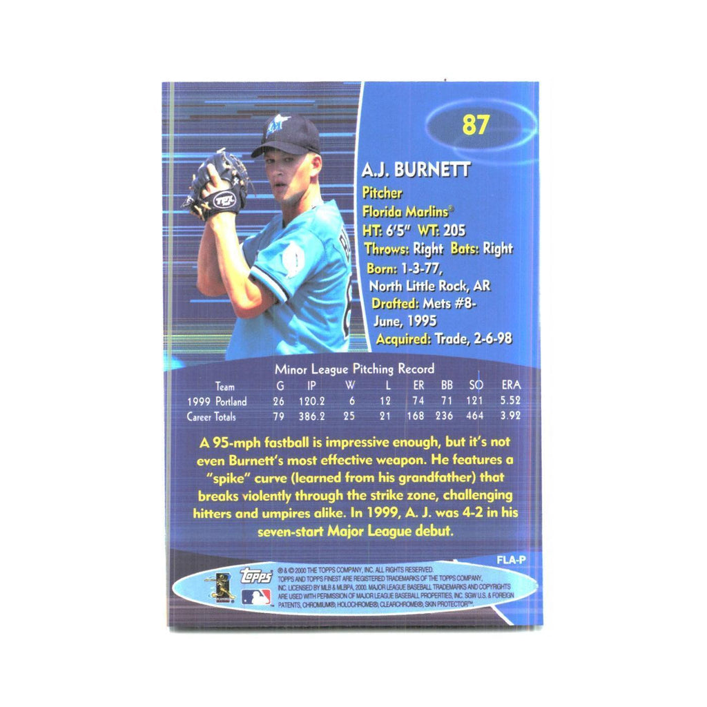 2000 Finest A.J. Burnett Florida Marlins #87