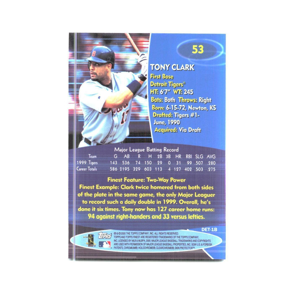2000 Finest Tony Clark Tigers #53