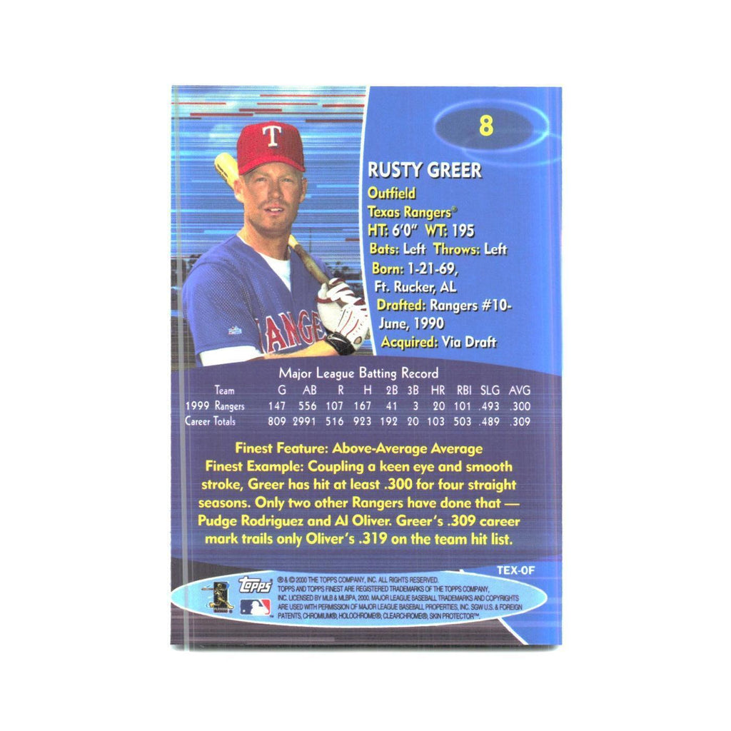 2000 Finest Rusty Greer Rangers #8