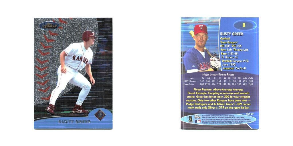 2000 Finest Rusty Greer Rangers #8