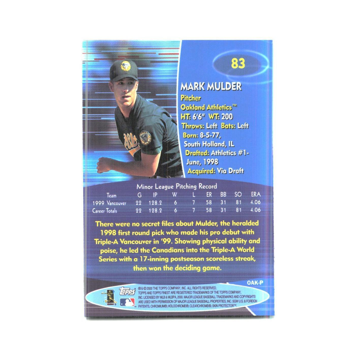 2000 Finest Mark Mulder Athletics #83