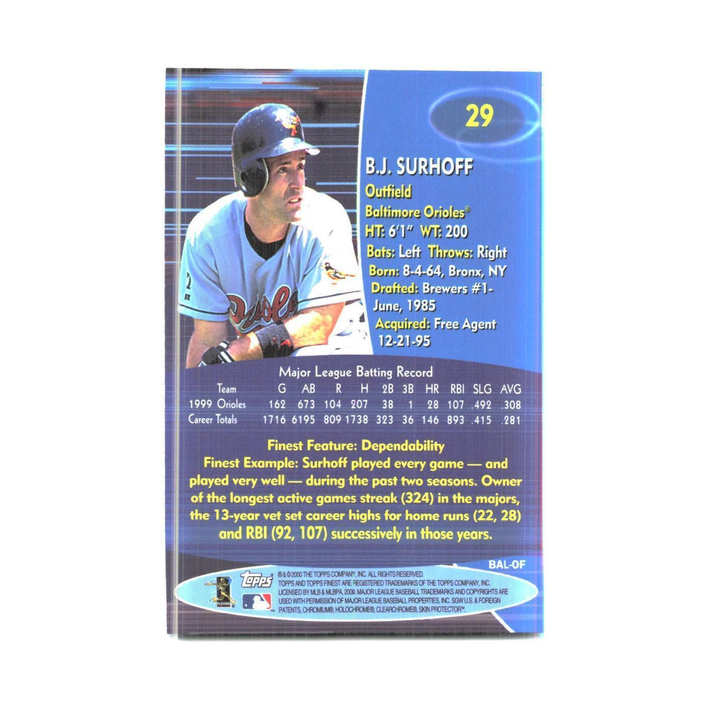 2000 Finest B.J. Surhoff Orioles #29