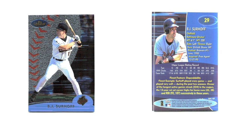 2000 Finest B.J. Surhoff Orioles #29