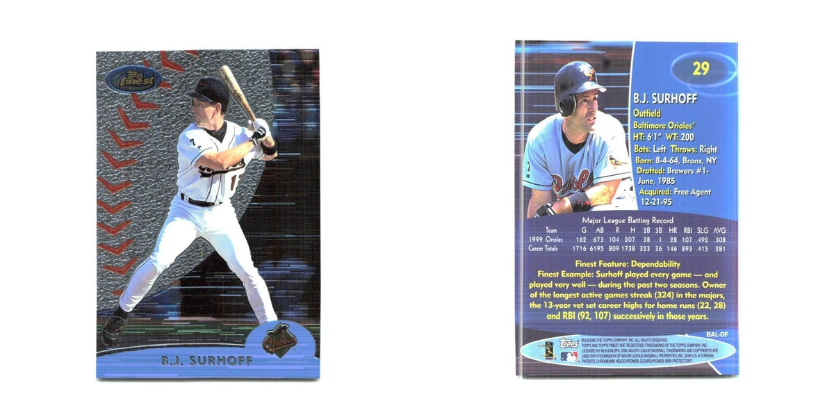 2000 Finest B.J. Surhoff Orioles #29