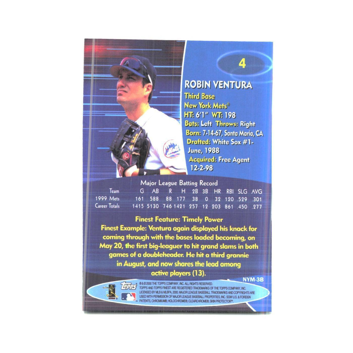 2000 Finest Robin Ventura Mets #4
