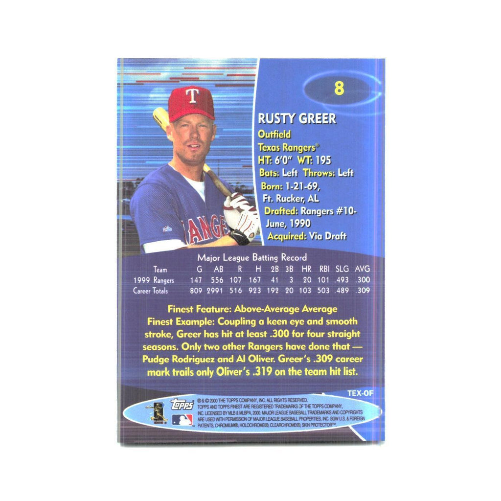 2000 Finest Rusty Greer Rangers #8