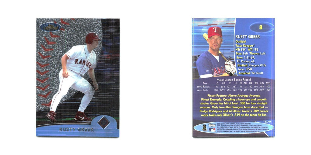 2000 Finest Rusty Greer Rangers #8