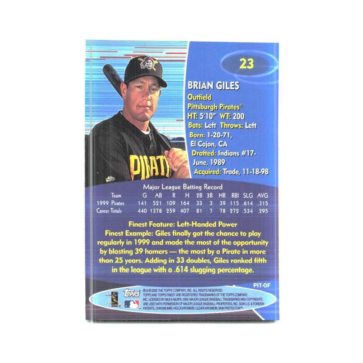 2000 Finest Brian Giles Pirates #23