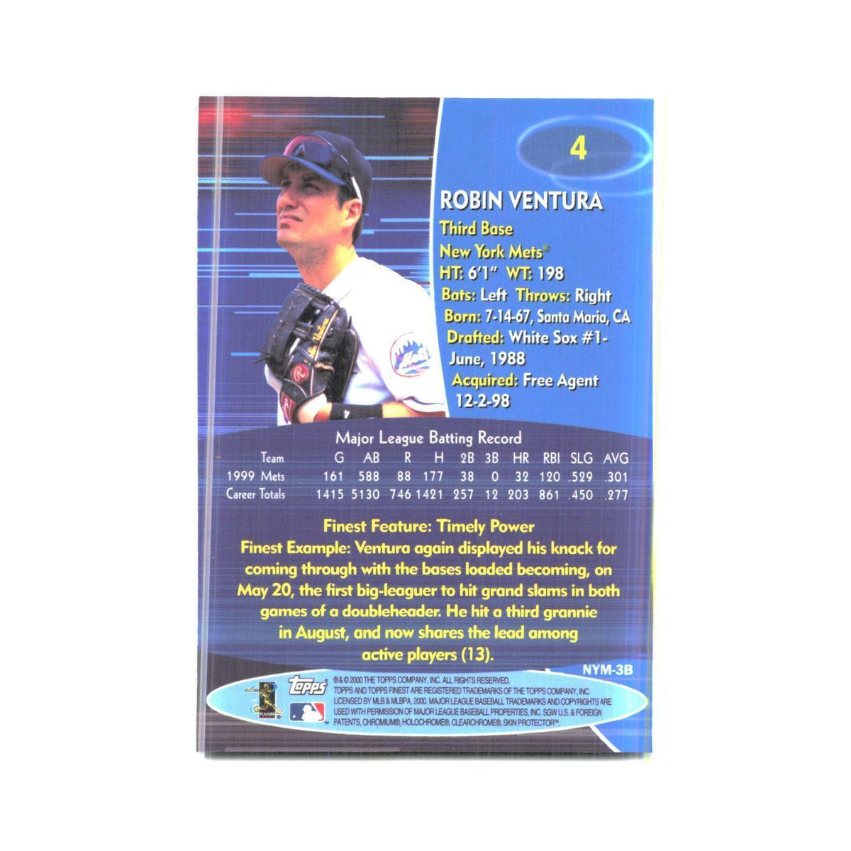 2000 Finest Robin Ventura Mets #4