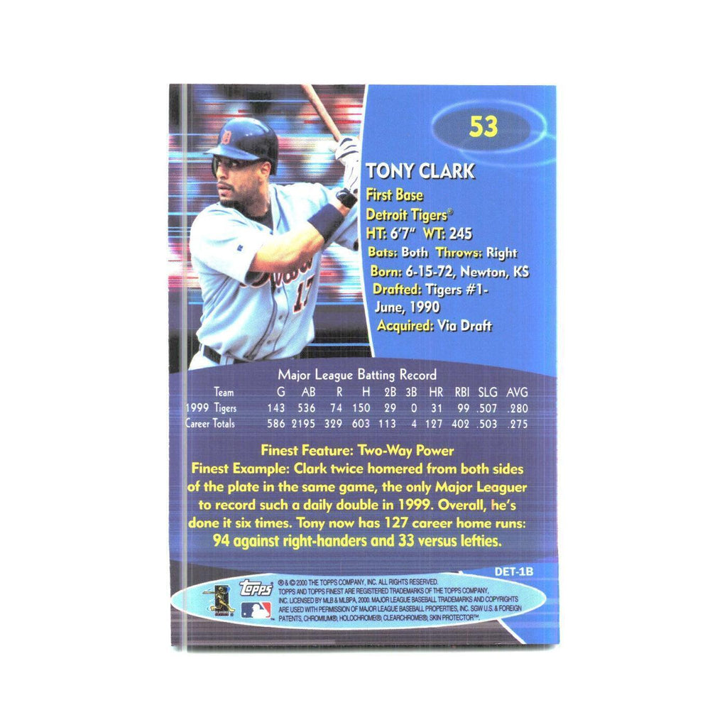 2000 Finest Tony Clark Tigers #53
