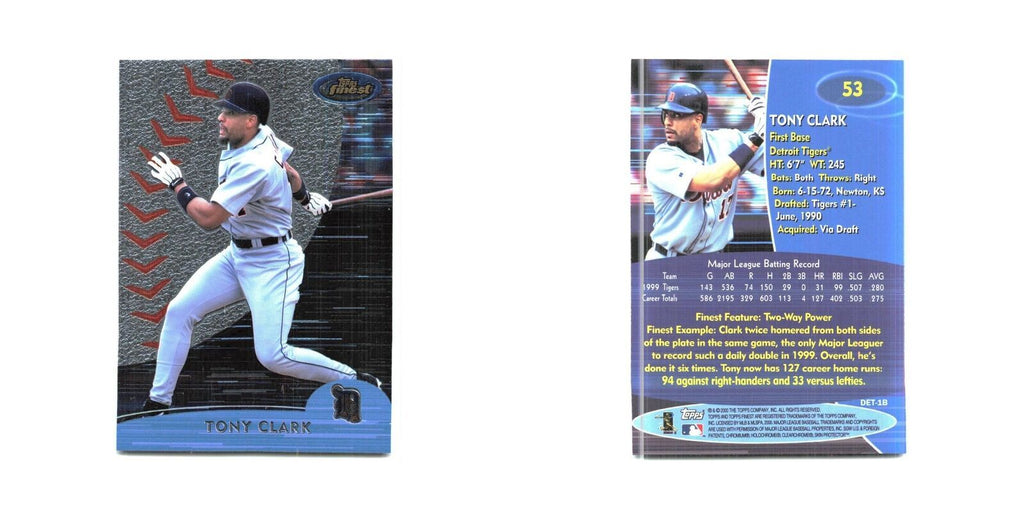 2000 Finest Tony Clark Tigers #53