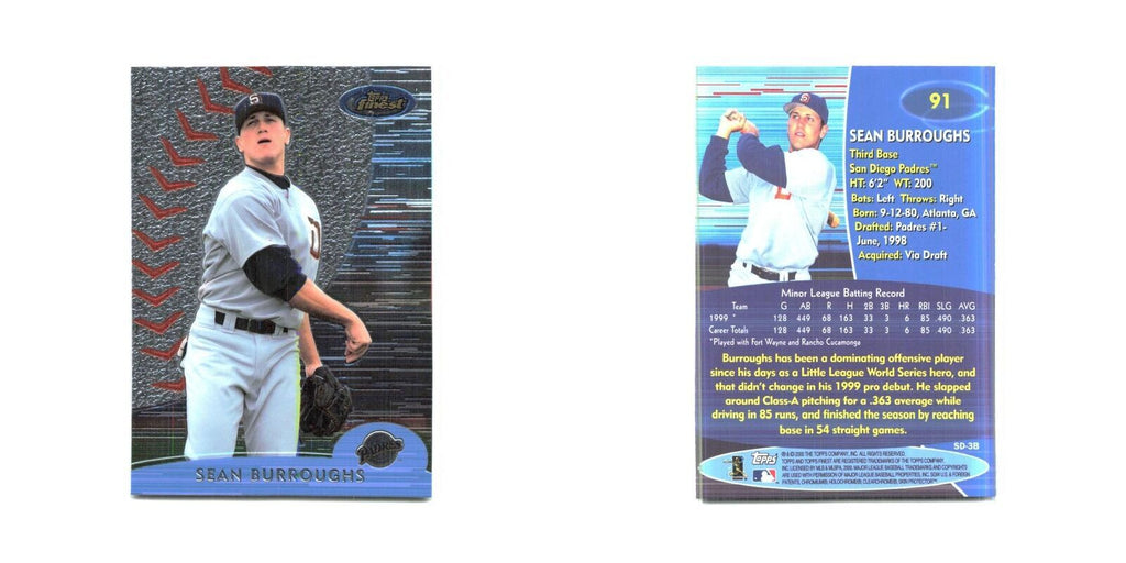 2000 Finest Sean Burroughs Padres #91