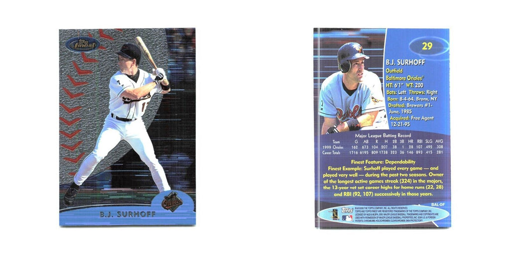 2000 Finest B.J. Surhoff Orioles #29