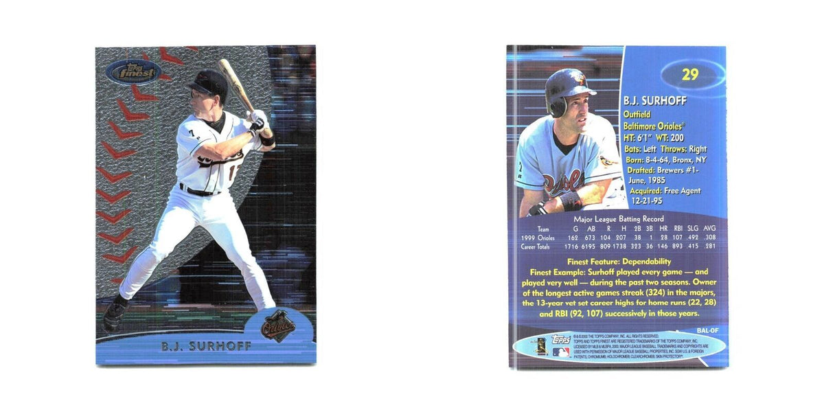 2000 Finest B.J. Surhoff Orioles #29