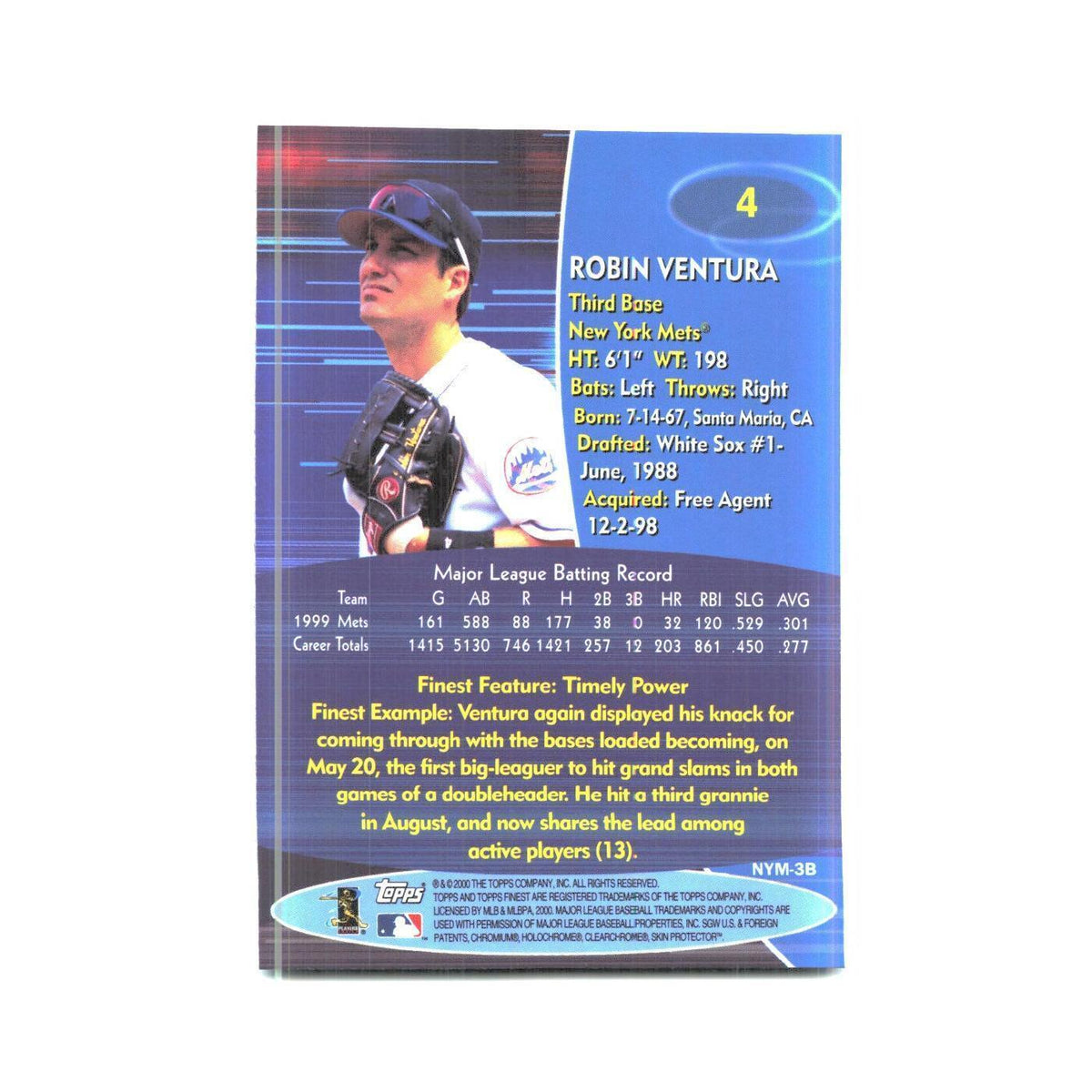 2000 Finest Robin Ventura Mets #4
