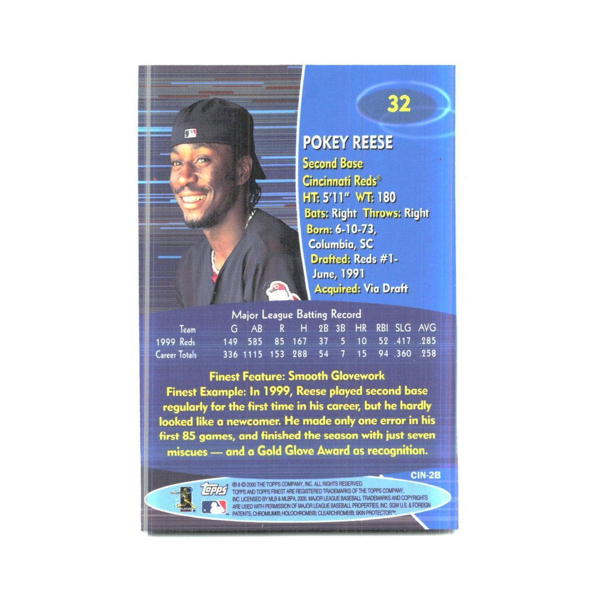 2000 Finest Pokey Reese Reds #32