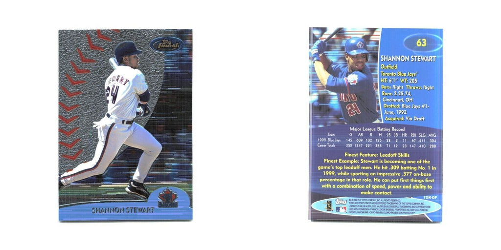 2000 Finest Shannon Stewart Blue Jays #63