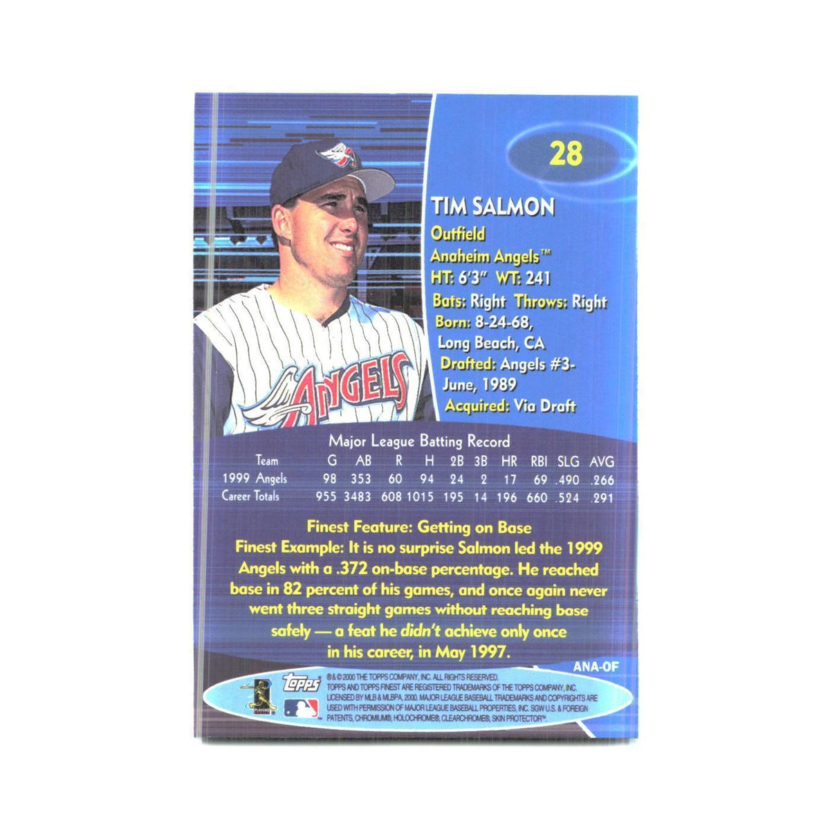 2000 Finest Tim Salmon Angels #28