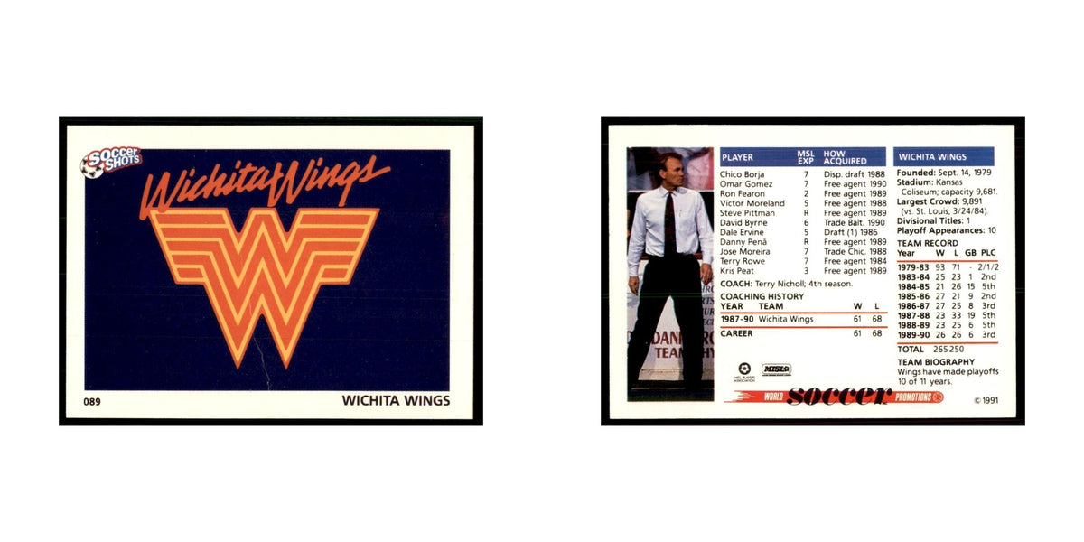 1991 World Soccer Promotion wichita Wings Soccer Cards #89