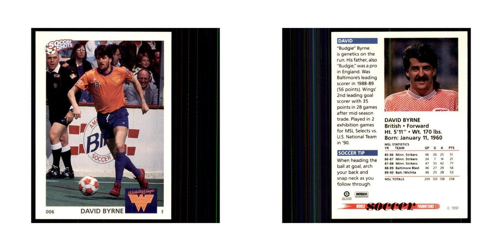 1991 World Soccer Promotion David Byrne Soccer Cards #6