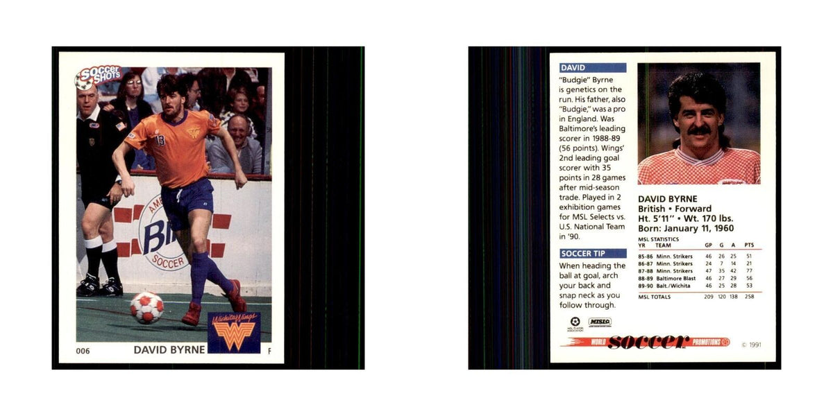 1991 World Soccer Promotion David Byrne Soccer Cards #6