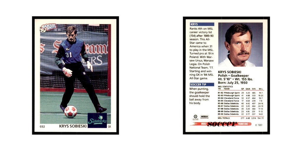 1991 World Soccer Promotion Krys Sobieski Soccer Cards #32