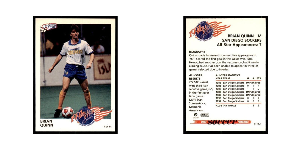 1991 World Soccer Promotion Brian Quinn Soccer Cards #4