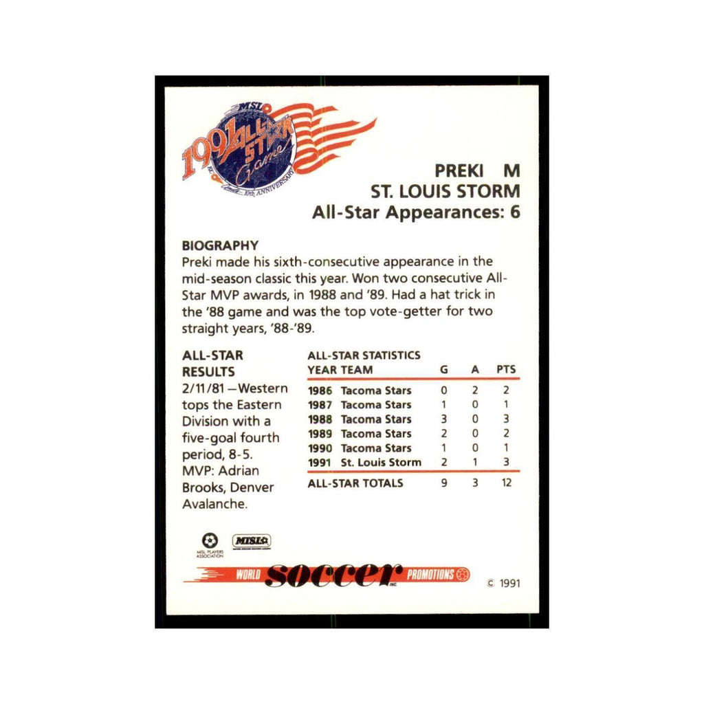 1991 World Soccer Promotion Preki Soccer Cards #2