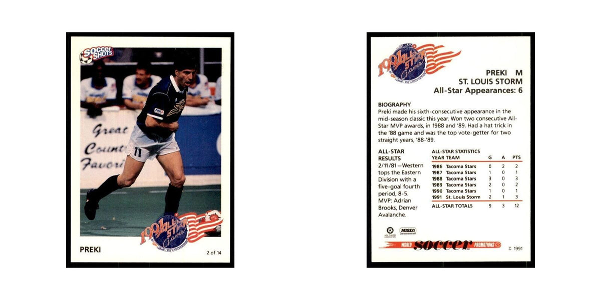 1991 World Soccer Promotion Preki Soccer Cards #2