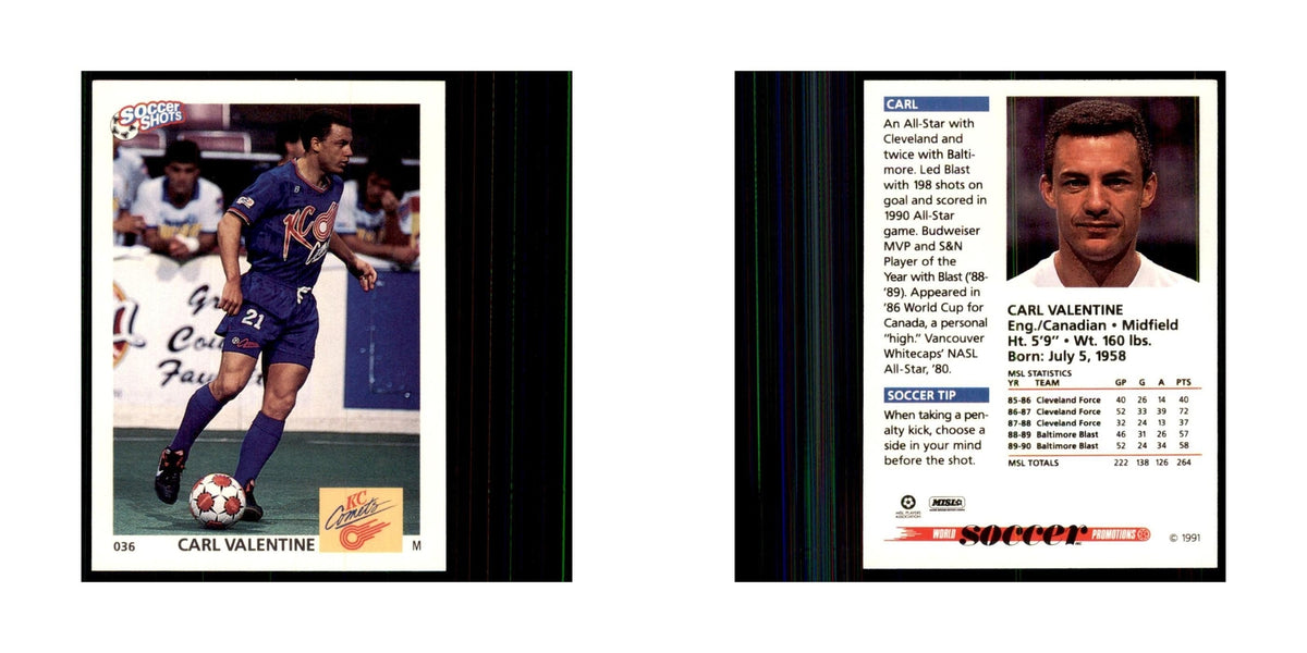 1991 World Soccer Promotion Carl Valentine Soccer Cards #36