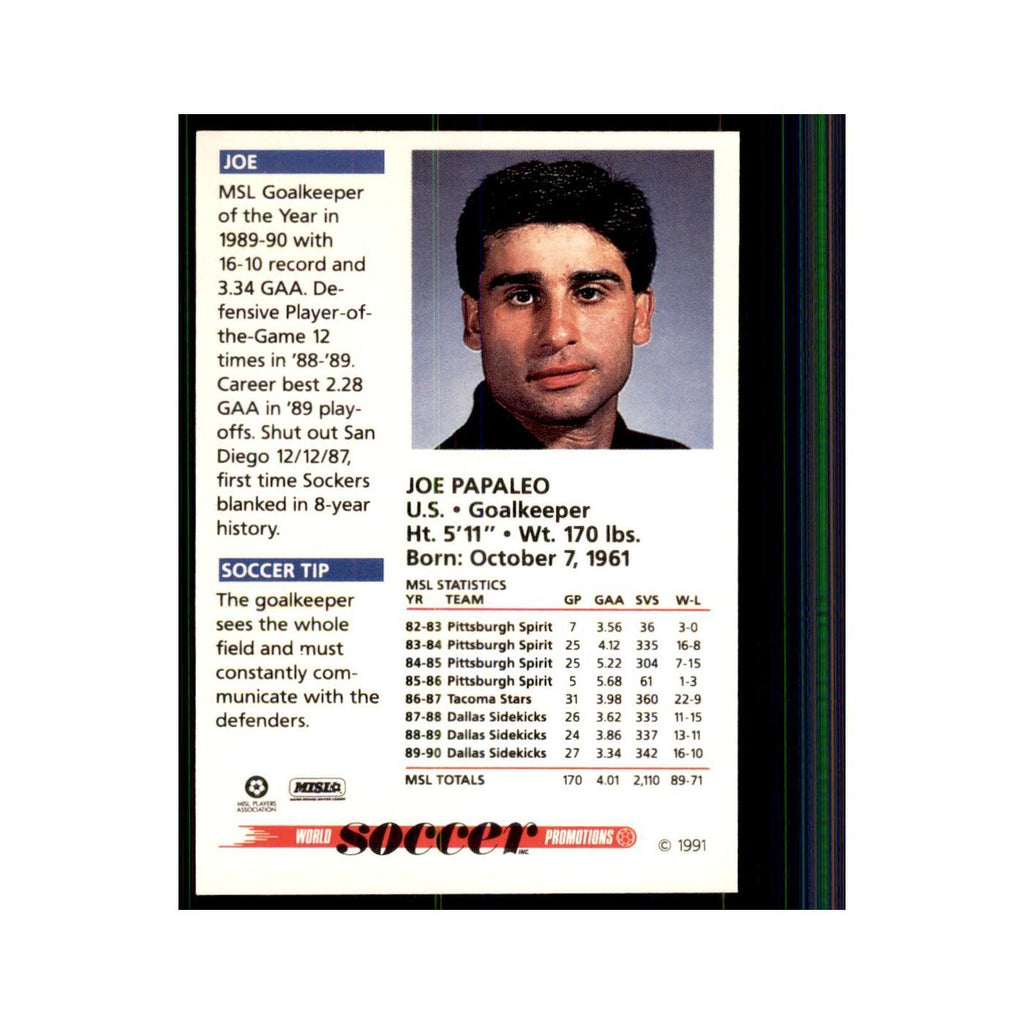 1991 World Soccer Promotion Joe Papaleo Soccer Cards #31