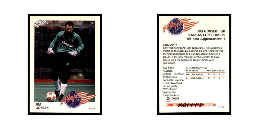 1991 World Soccer Promotion Jim Gorsek Soccer Cards #7