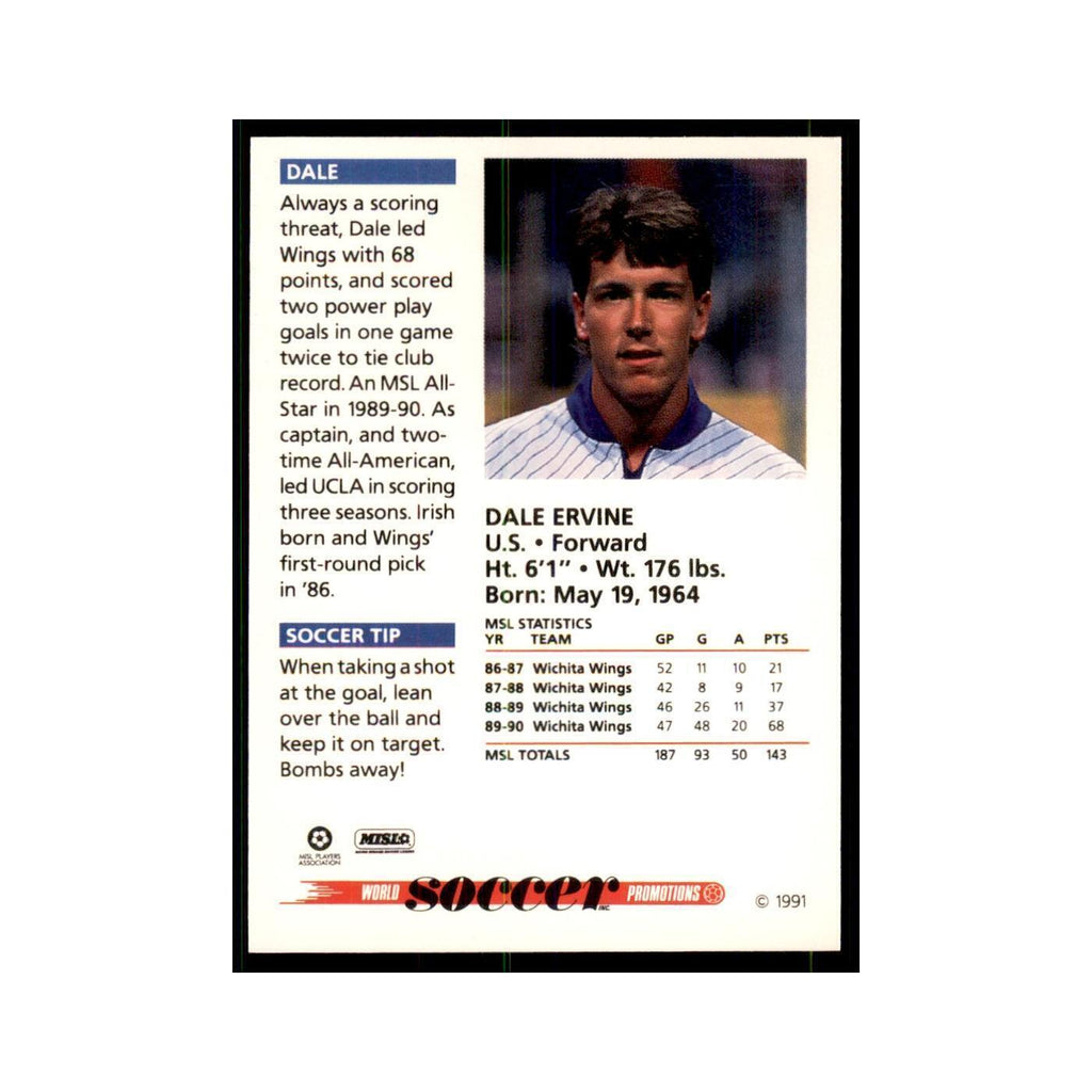 1991 World Soccer Promotion Dale Ervine Soccer Cards #7