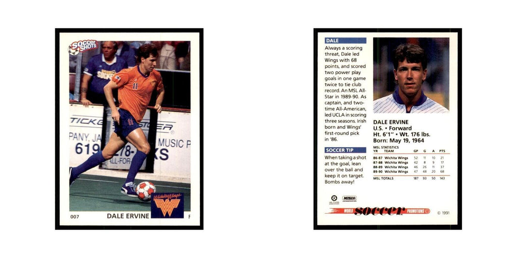 1991 World Soccer Promotion Dale Ervine Soccer Cards #7