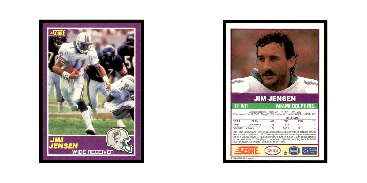 1989 Score Supplemental Jim C. Jensen Dolphins #365S