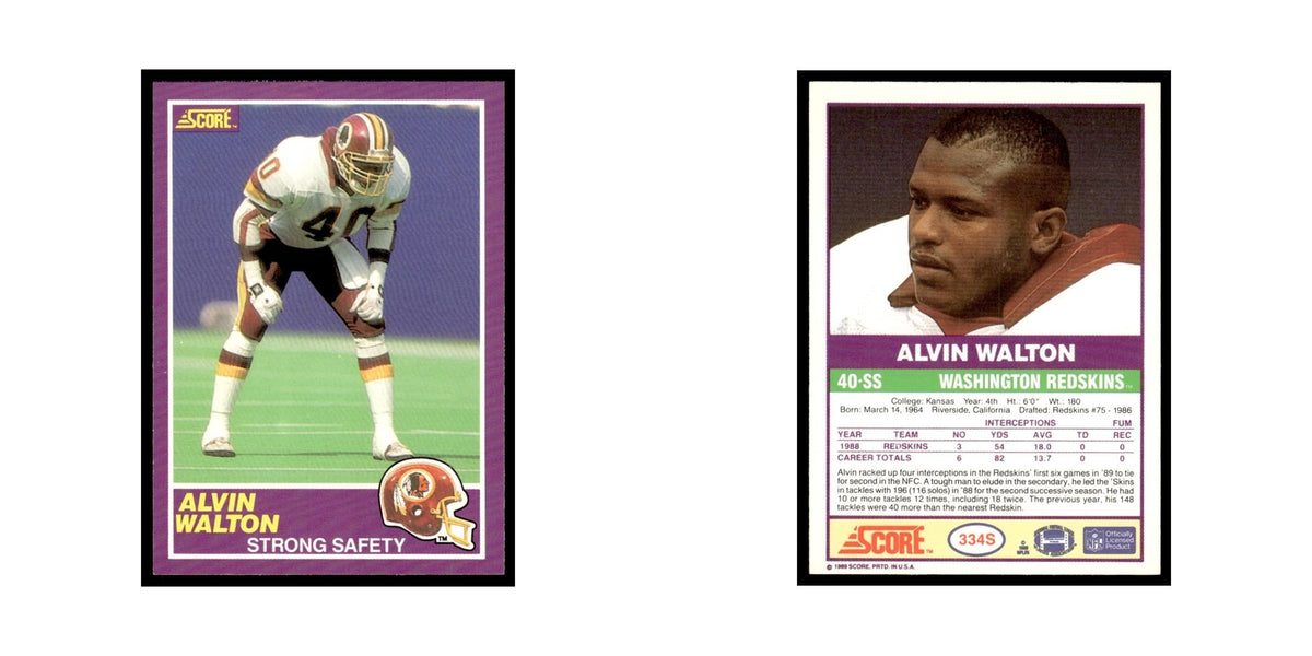1989 Score Supplemental Alvin Walton Redskins #334S