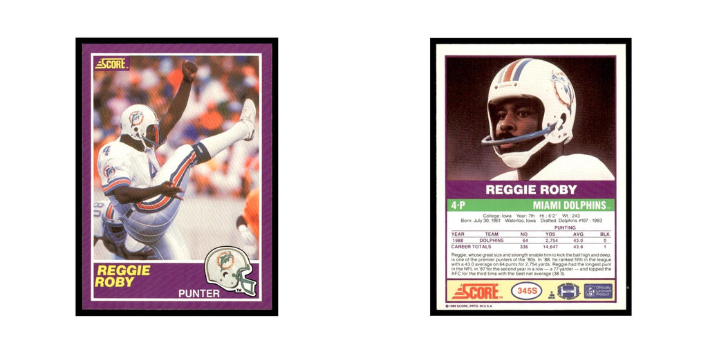 1989 Score Supplemental Reggie Roby Dolphins #345S