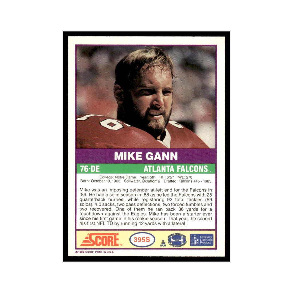 1989 Score Supplemental Mike Gann Falcons #395S