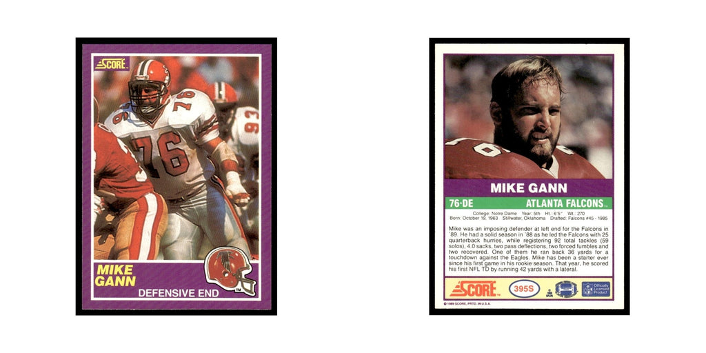 1989 Score Supplemental Mike Gann Falcons #395S