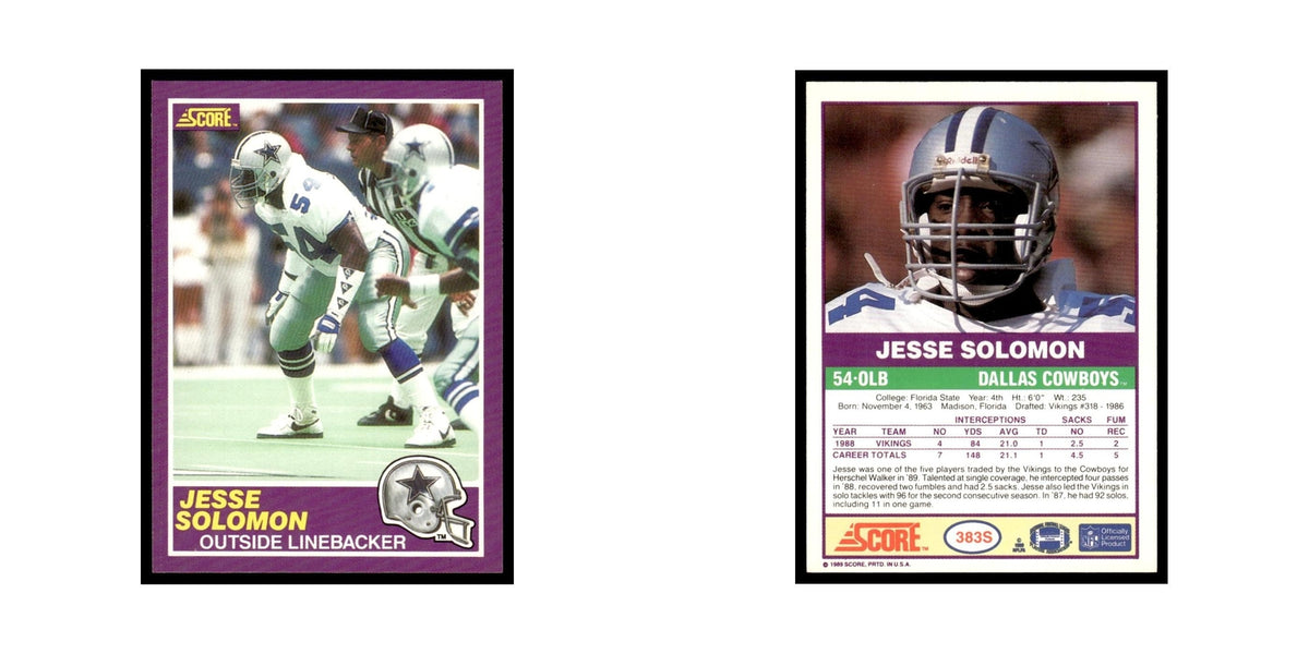 1989 Score Supplemental Jesse Solomon Cowboys #383S