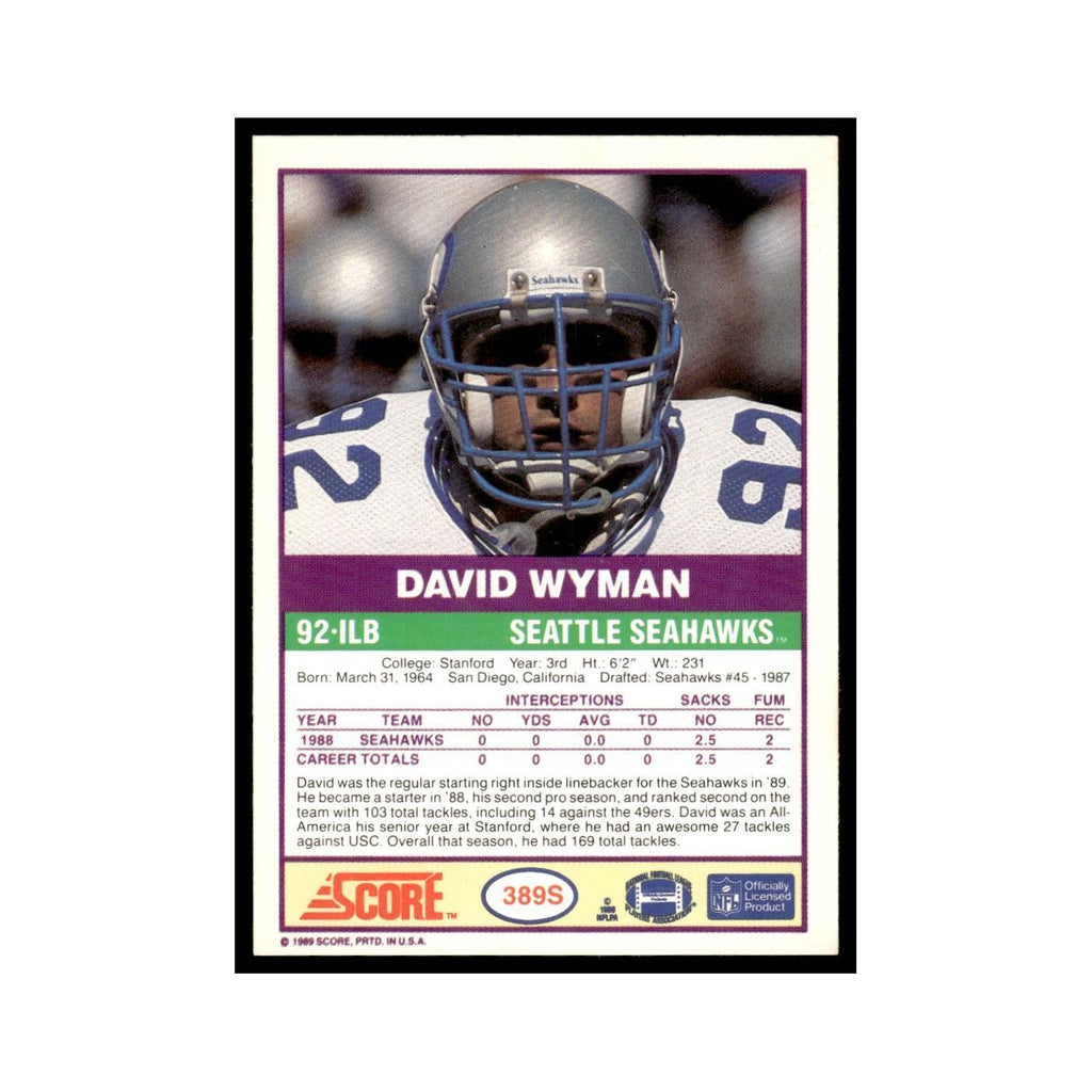 1989 Score Supplemental David Wyman Seahawks #389S