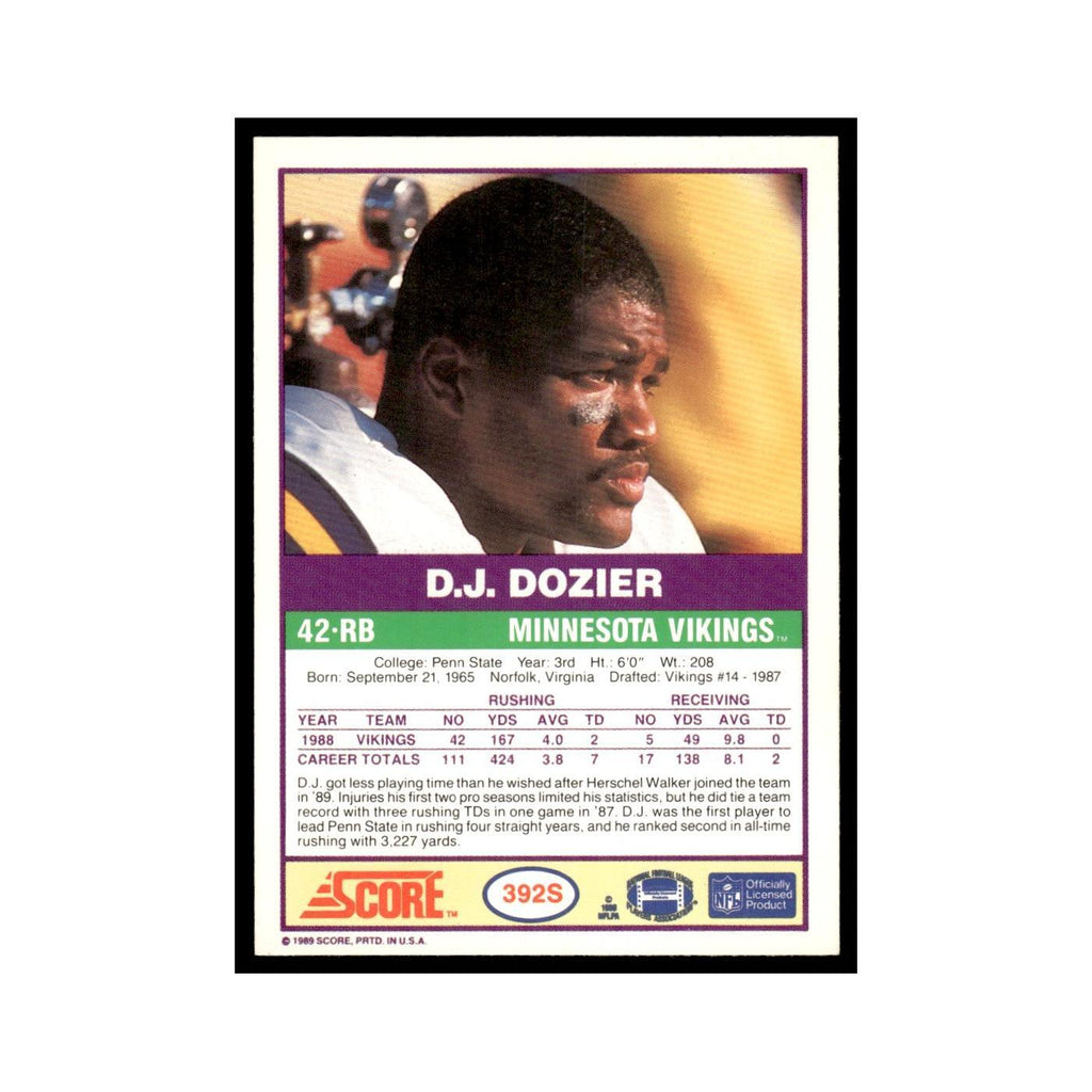1989 Score Supplemental D.J. Dozier Vikings #392S