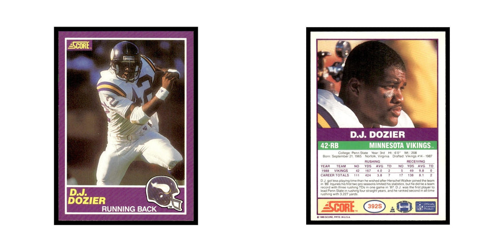 1989 Score Supplemental D.J. Dozier Vikings #392S