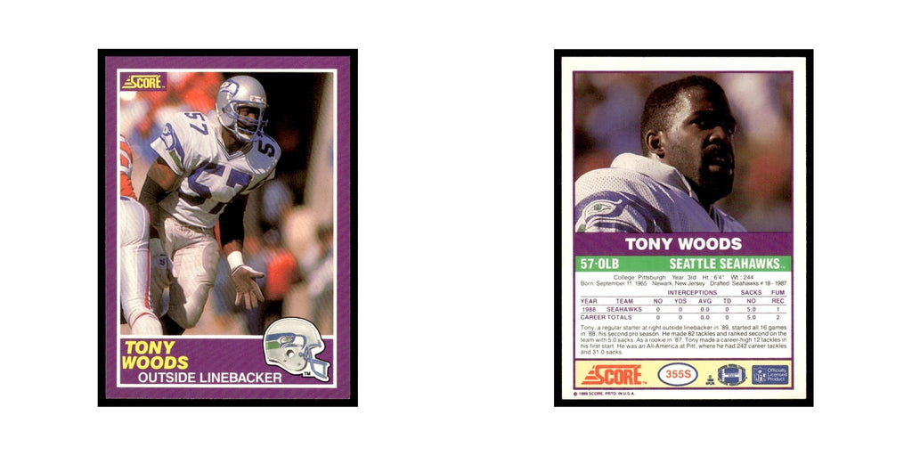 1989 Score Supplemental Tony Woods Seahawks #355S