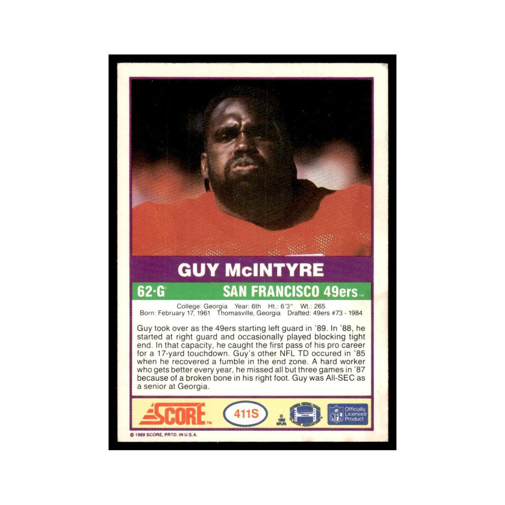 1989 Score Supplemental Guy McIntyre 49ers #411S