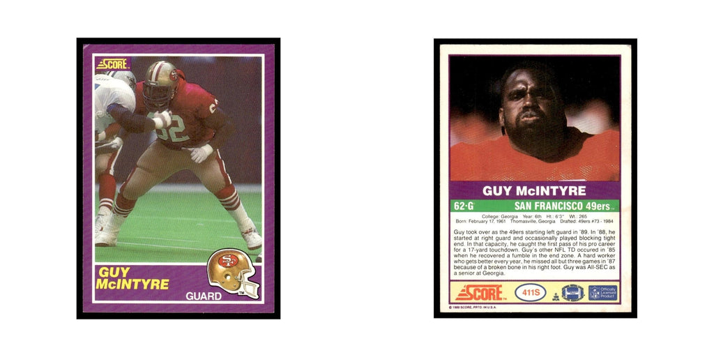 1989 Score Supplemental Guy McIntyre 49ers #411S